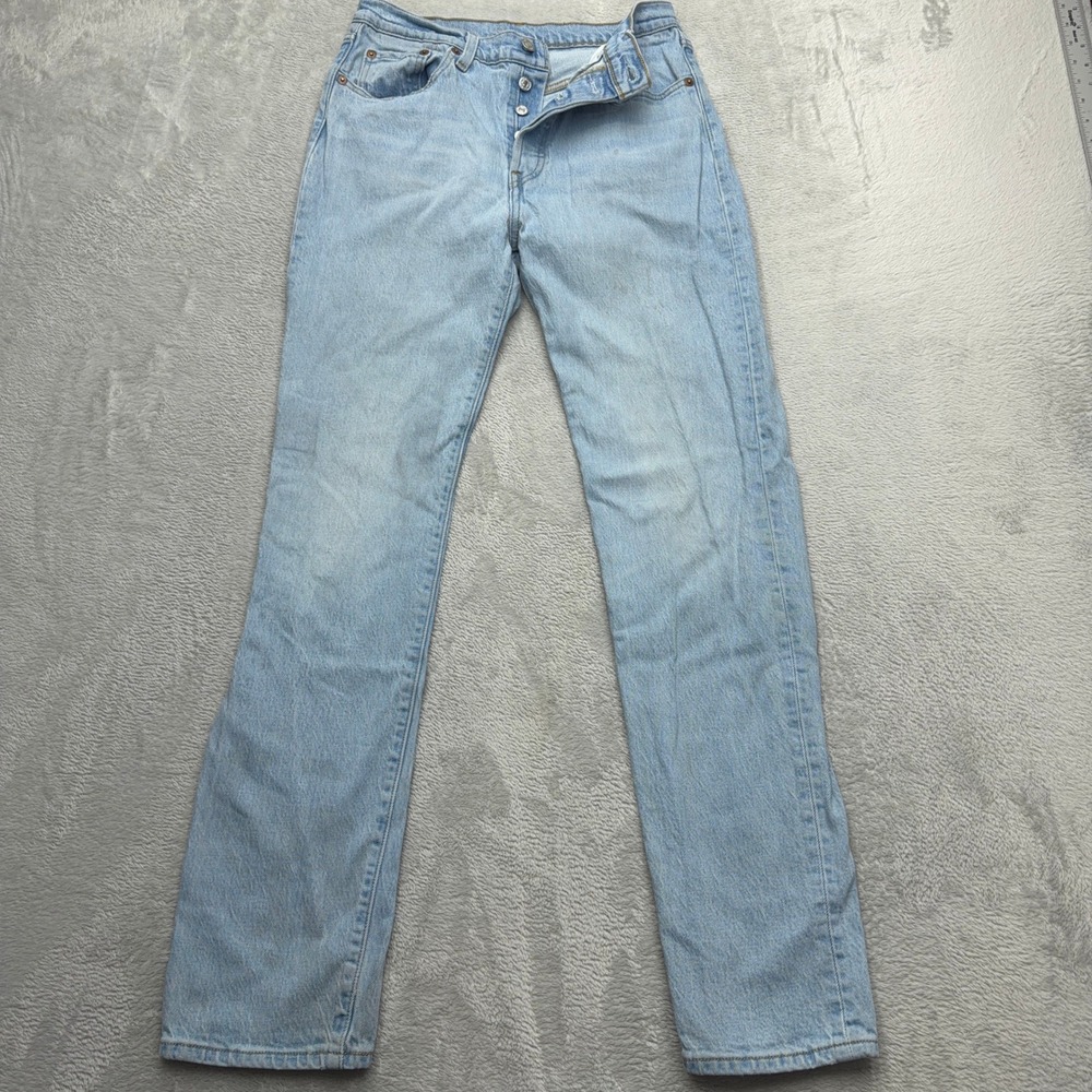 Levis Jeans Womens 28 Light Blue 501 Original Fit Straight Leg Cotton Denim